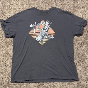 Charcoal Short Sleeve Tee with Retro Graphic Design